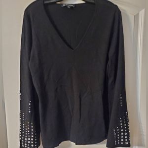 INC international concepts  black V neck sweater